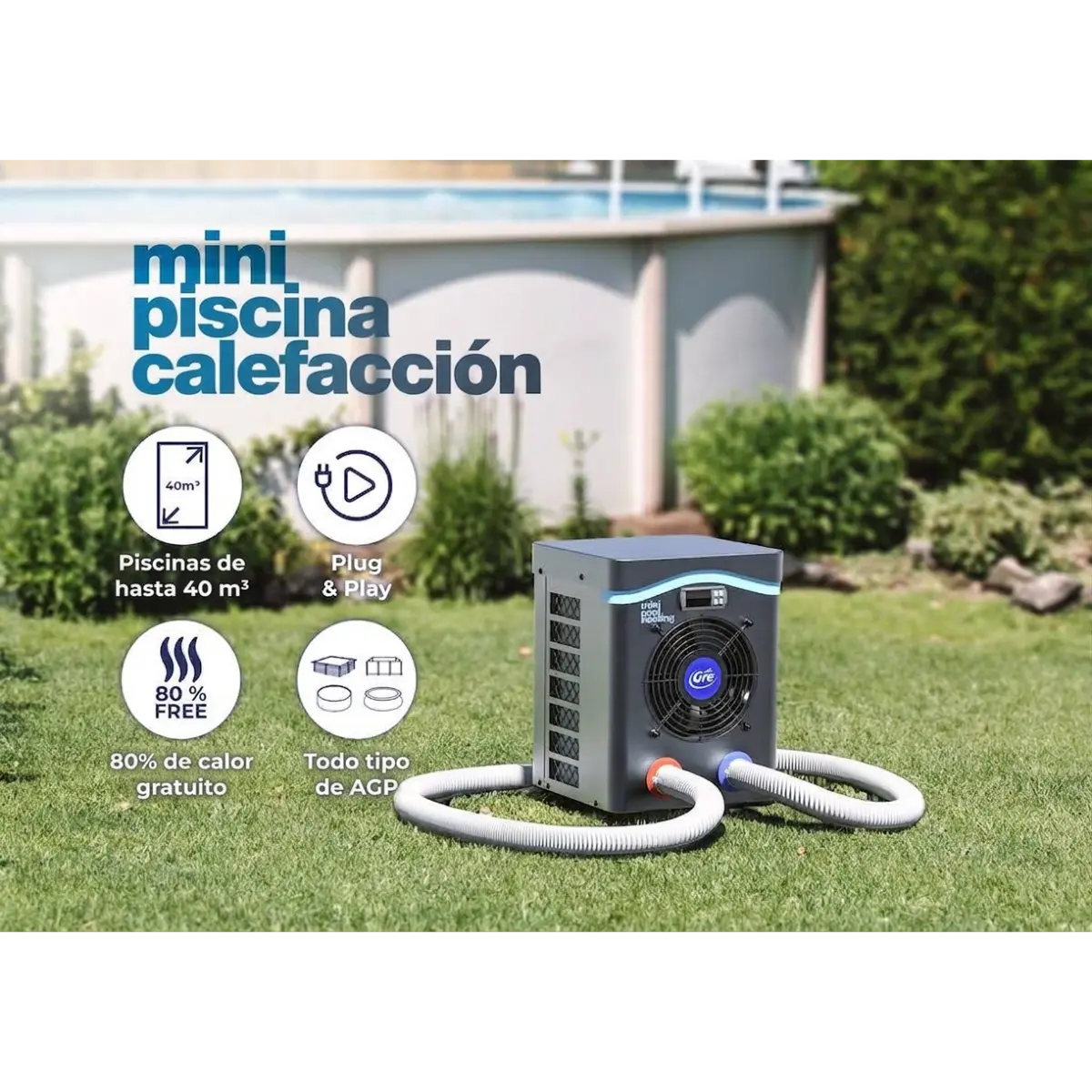 Bomba de calor para piscina elevada hasta 20 m³ Gre Mini HPM20