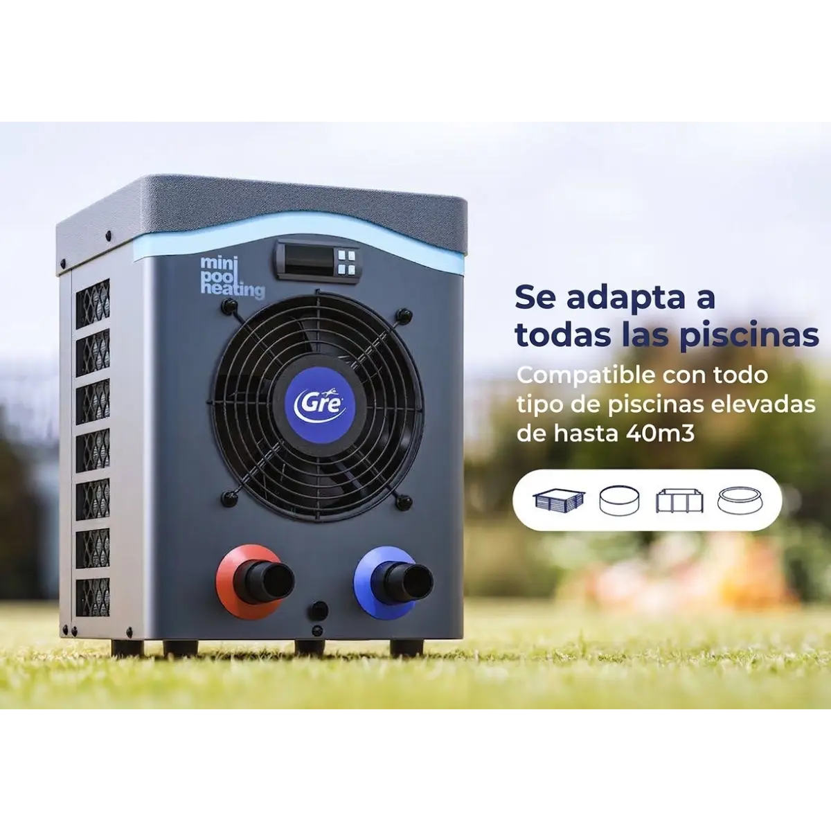 Bomba de calor para piscina elevada hasta 20 m³ Gre Mini HPM20