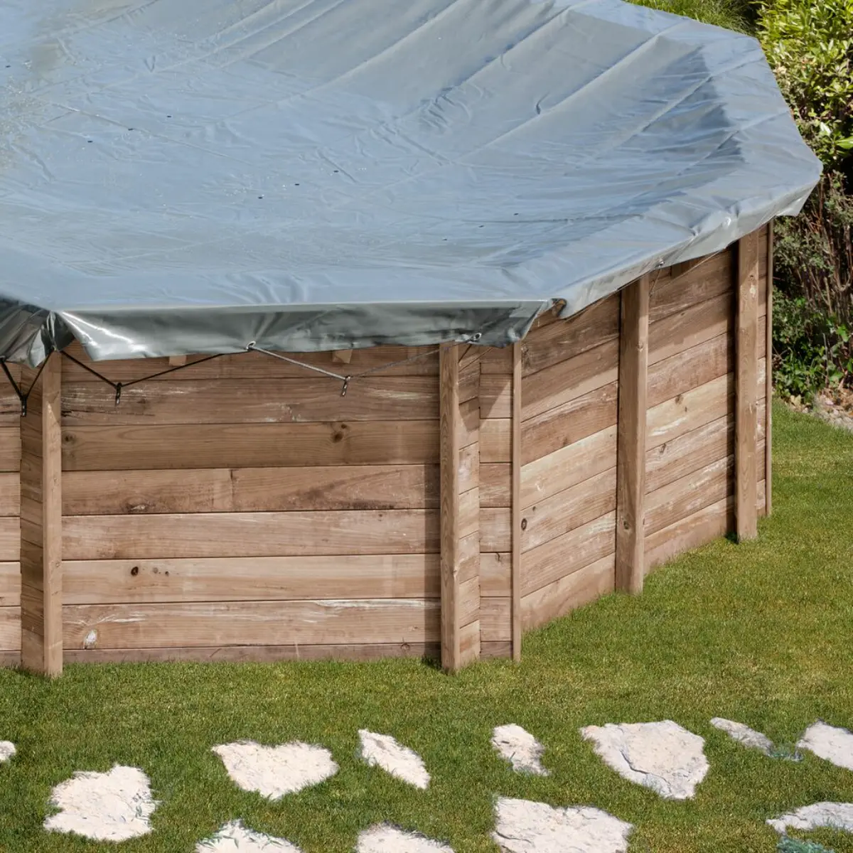 Cubierta de invierno para piscina redonda de madera Ananas Ø468 cm Gre