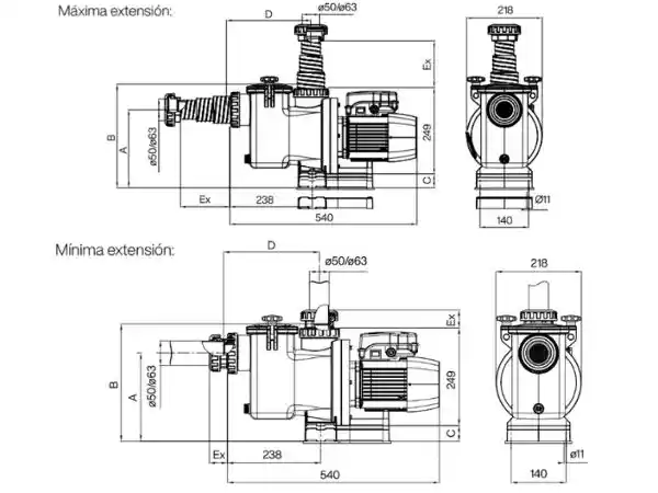 Bomba de piscina universal ESPA Repospool 100 / 1 CV velocidad fija