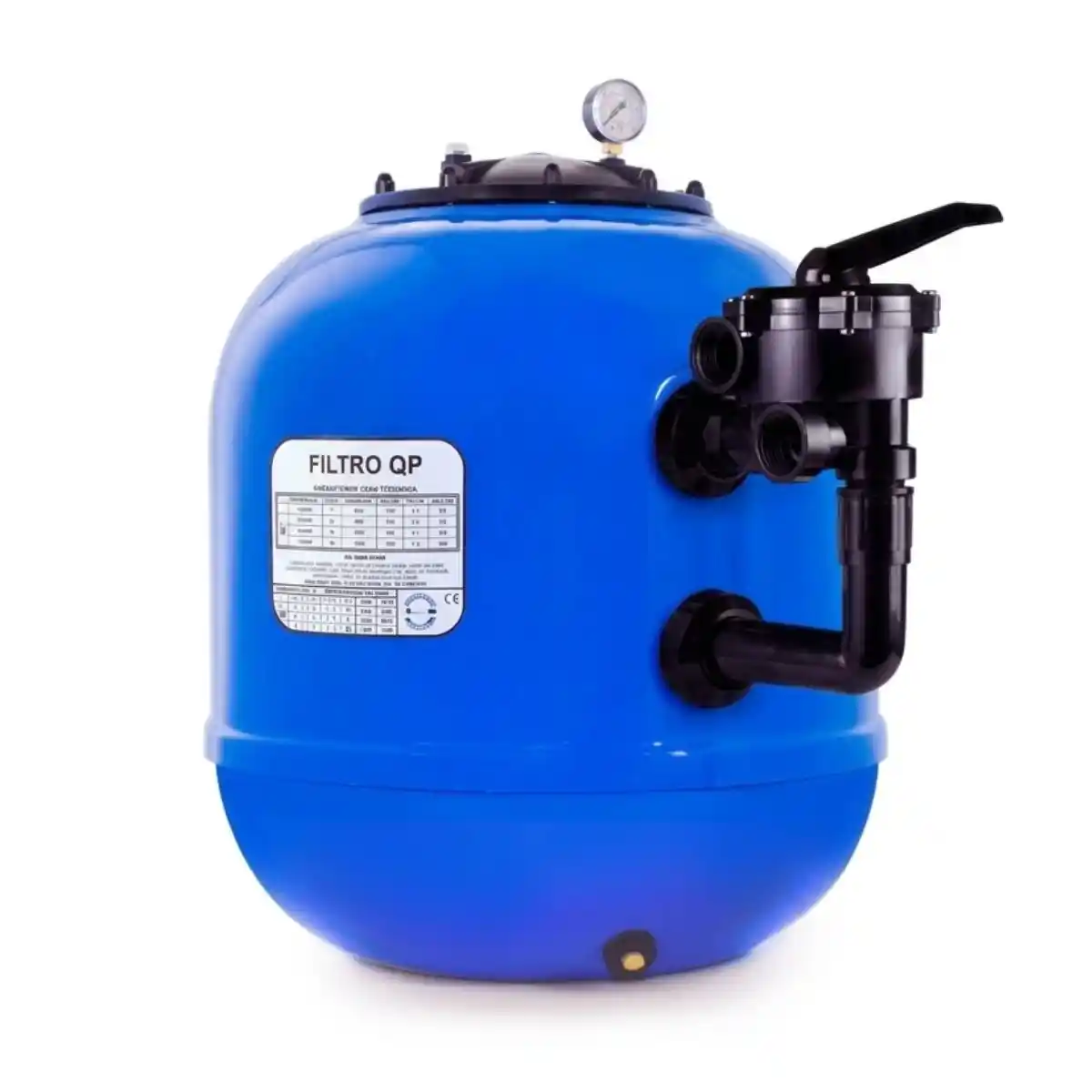 Filtro de piscina laminado Blue QP con válvula lateral 6 vías