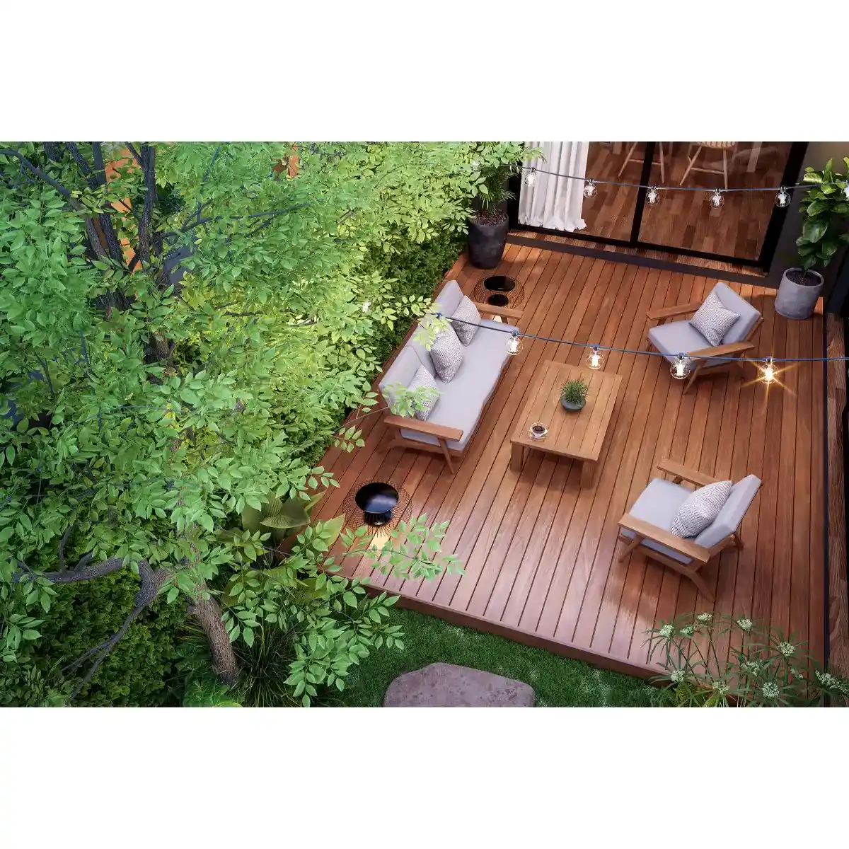 Pack 5 lamas madera tropical exterior Wild Red Mukulungu 180 x 9 cm
