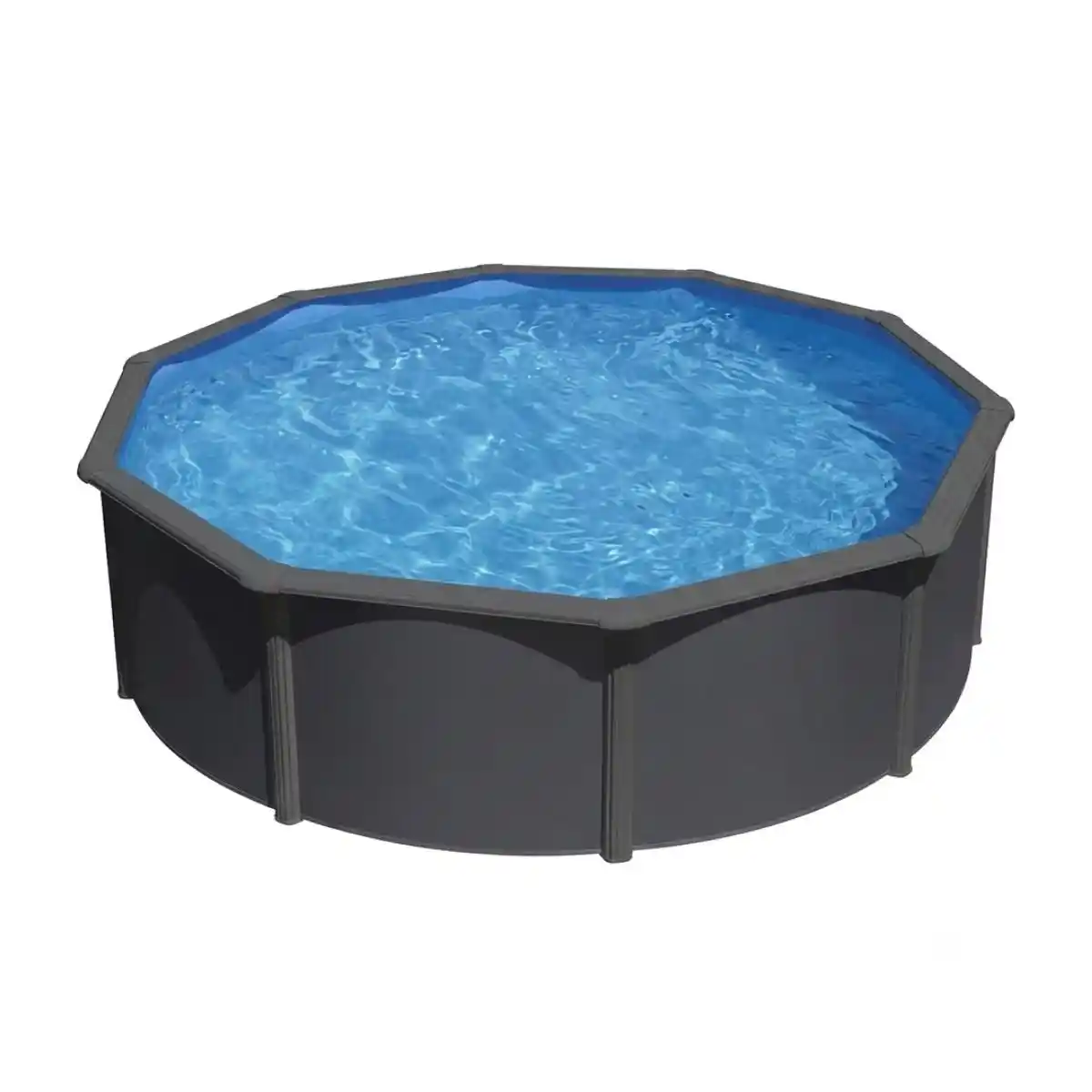 Piscina redonda elevada de acero Gre antracita Ø460 x 120 cm con depuradora de arena