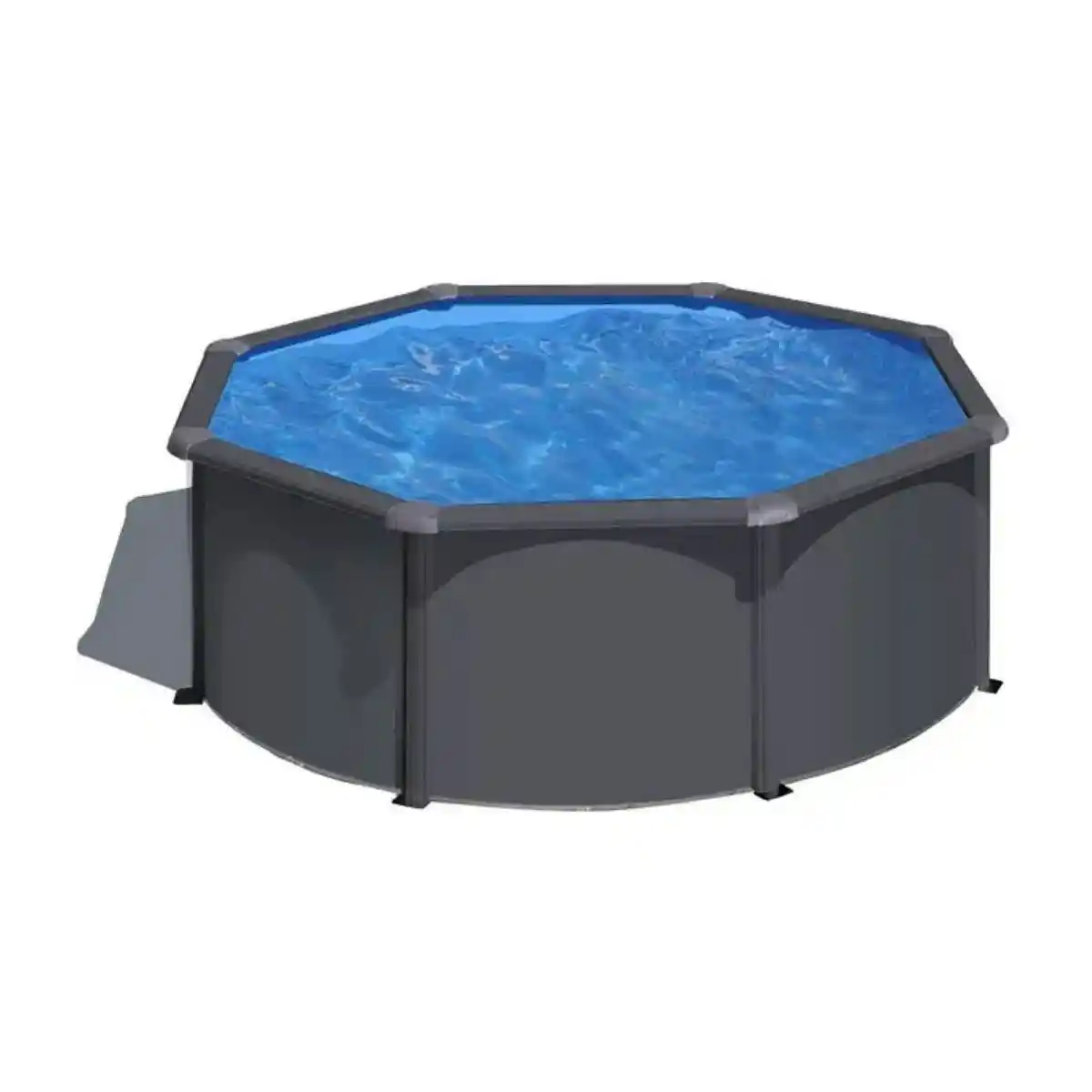 Piscina elevada redonda de acero Gre Antracita Ø300 x 120 cm con depuradora de arena
